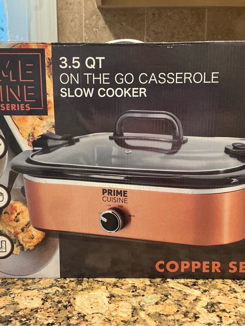 Prime Cuisine Copper Series 3.5 Qt Casserole Slow Cooker NIB